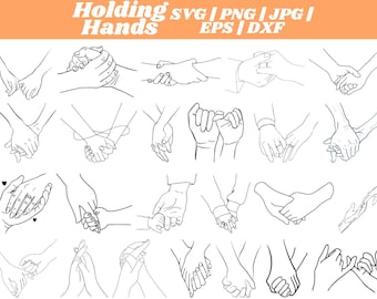 Bundle SVG main dans la main : fichiers de coupe silhouette couple (téléchargement numérique