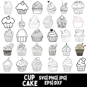 Cake SVG Bundle, Cupcake Svg, Birthday Cake Svg, Cake PNG Bundle, Cake Clipart, Cake SVG Cut Files for Cricut, Bakery Svg, Muffin Svg