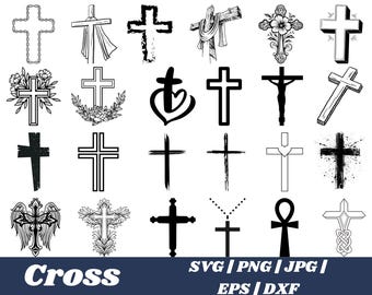 Christian Cross SVG Bundle: Faith, Distressed, Religious Clipart (Digital Files)