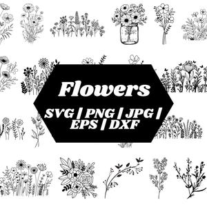 Wildflower Svg Bundle,Flower svg,Floral svg Bundle,Minimalist Flower Bouquet,Floral svg,Botanical svg,nature svg, flower sketch svg