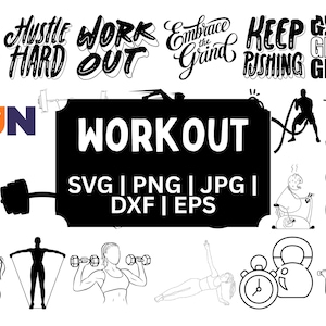 Workout-Svg-Bundle, Fitness-Svg, Fitness-Svg, Übungs-Svg, motivierende Svg, Gym-Zitate, Hustle-Svg, lustiges Training, Gym Cut-Datei, Gym-Zitate,