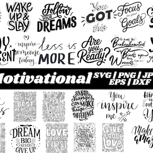 Motivational Svg Bundle, Positive Quote svg, Affirmation svg, Cute Inspirational svg, Saying Svg, Png Files, Funny Quotes cut files