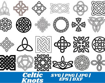 Celtic Knot SVG Bundle, Celtic PNG Bundle, Celtic Clipart, Celtic SVG Cut Files for Cricut, Knots Clovers Crosses Bundle, Celtic Knot Svg