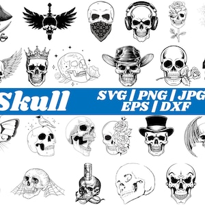 Skulls SVG Bundle, Skeleton svg Bundle, Skull Cut files for Cricut, Skull Clipart, Skull Silhouette, Skeleton svg, Skull Vector