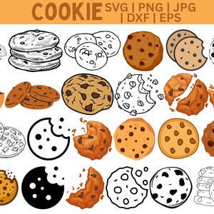Chocolate Chip Cookie SVG Files | Choc Chip Cookies SVG Cut Files | Cookie SVG Vector Files | Cookie Vector