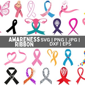 Awareness Ribbon Svg, Ribbon Vector, Cancer Awareness Ribbon Png, Pink Cancer Ribbon Svg, Breast Cancer Svg, Awareness Ribbon Svg Bundle