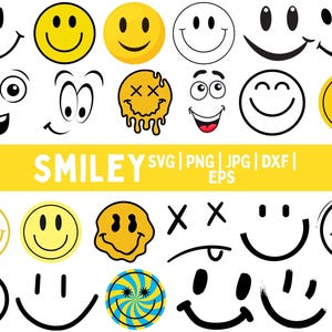 Smiley Face Svg Bundle, Groovy Smiley Face Svg, Drippy Smiley Face Svg, Emoji Svg Bundle, Happy Svg Face Svg, Smiley Face Svg for Hoodie