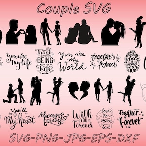 Couple SVG Bundle - Couple PNG Bundle - Couple Clipart - Couple SVG Cut Files For Cricut - Couple Silhouette - Anniversary Svg - Lovers Svg