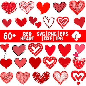 Red Heart SVG, Valentine&#39;s day svg, Red Hearts bundle, Love Svg, Heart svg, Instant Download , Lover Svg Bundle, Red Heart Png Bundle.