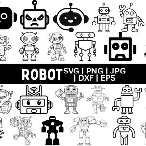 Robot SVG Bundle, Robot PNG Bundle, Robot Clipart, Robot SVG Cut Files For Cricut, Robot head svg, Machine svg, Cute Robot svg, Machine svg.