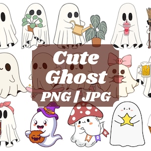 Cute Ghost Halloween svg Bundle, Retro Ghost png, Retro Floral Ghost png, Dog Ghost svg, Ghost Reading svg, Spooky Season, Halloween png