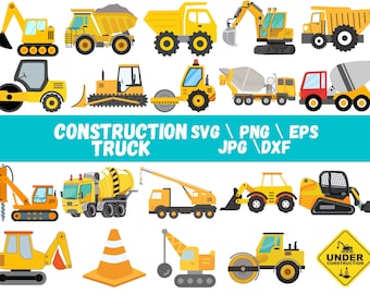 Construction Trucks SVG Bundle: Excavator, Cricut Cut Files (Digital Download)