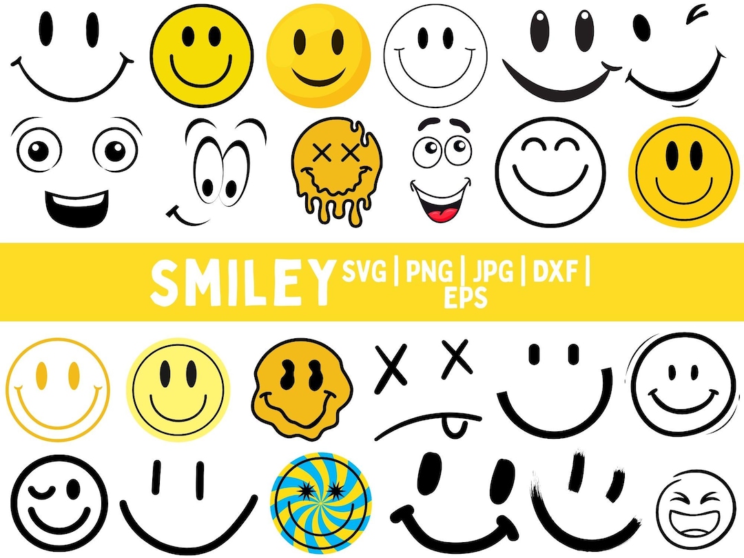 Groovy Smiley Face SVG Bundle: Drippy Emoji Designs (digital