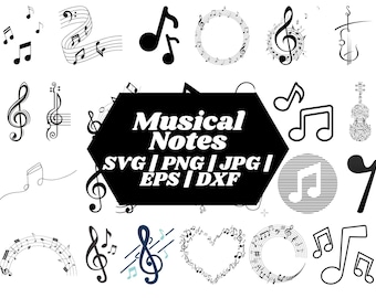 Music Notes SVG Bundle: Musical Clipart, Cut Files (Digital Download)