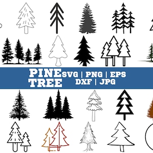 Pine Tree SVG Bundle | Evergreen Tree Clipart, Forest Silhouettes | Cut Files for Cricut and Silhouette - png, eps, dxf Formats