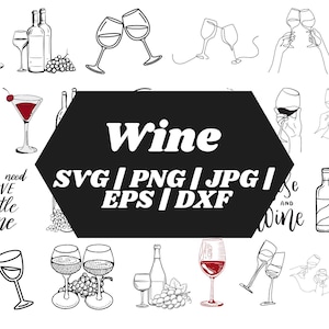 Wine SVG Bundle - Wine PNG Bundle - Wine Clipart - Wine SVG Cut Files for Cricut - Wine Glass Svg Png - Wine Drinking Svg Png - Vineyard Svg