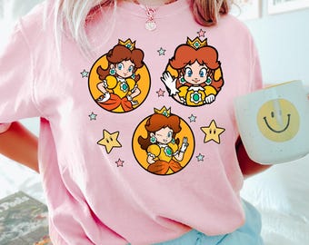Mario Princess Daisy Shirt, Comfort Colors, Mario Characters, Super Mario Shirt, Super Mario Princess Daisy Shirt, Mario Family Shirt 402293