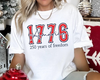 Comfort Colors 1776 America 250 Years of Freedom Shirt, Patriotic USA Tee, 406012