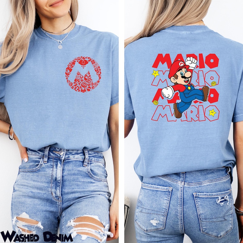 Comfort Colors Super Mario: Characters and Logo Shirt, Retro 80s Gamer Tee 414902 image 16
