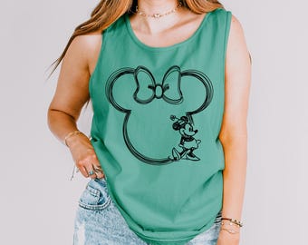 Comfort Colors Vintage Sketch Mickey Minnie Tank Top, Mickey & Minine Matching Sketch Tee, Disney Trip Shirt, Mickey Minnie Tank top, 402900