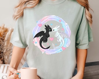 Chemise dragon édenté édenté Comfort Colors, HTTYD, T-shirt pour couple Saint-Valentin, 404482
