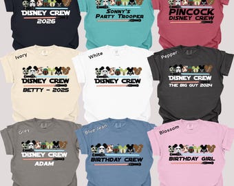 Custom Disney Crew Shirt, Comfort Colors Star Wars Family Matching Trip Tee, 401160