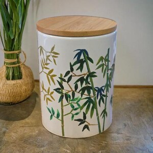 Bamboo Hand Painted Ceramic Candle