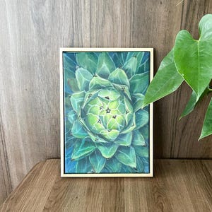 Succulent Painting  Botanical Art  Green wall art, canvas painting, home decor, nature gift, framed artwork, plant , boho room decor
