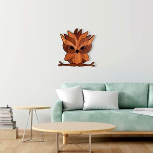 Solid Wood Owl Wall Art, Modern Rustic Home Decor