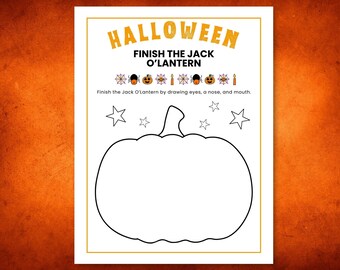 Dibujo de Jack-O-Lantern, actividad para el aula, página para colorear de Halloween, plantilla de calabaza imprimible