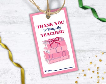 Teacher Appreciation Printable Gift Tag, Thank You Teacher, End of Year Gift Tag