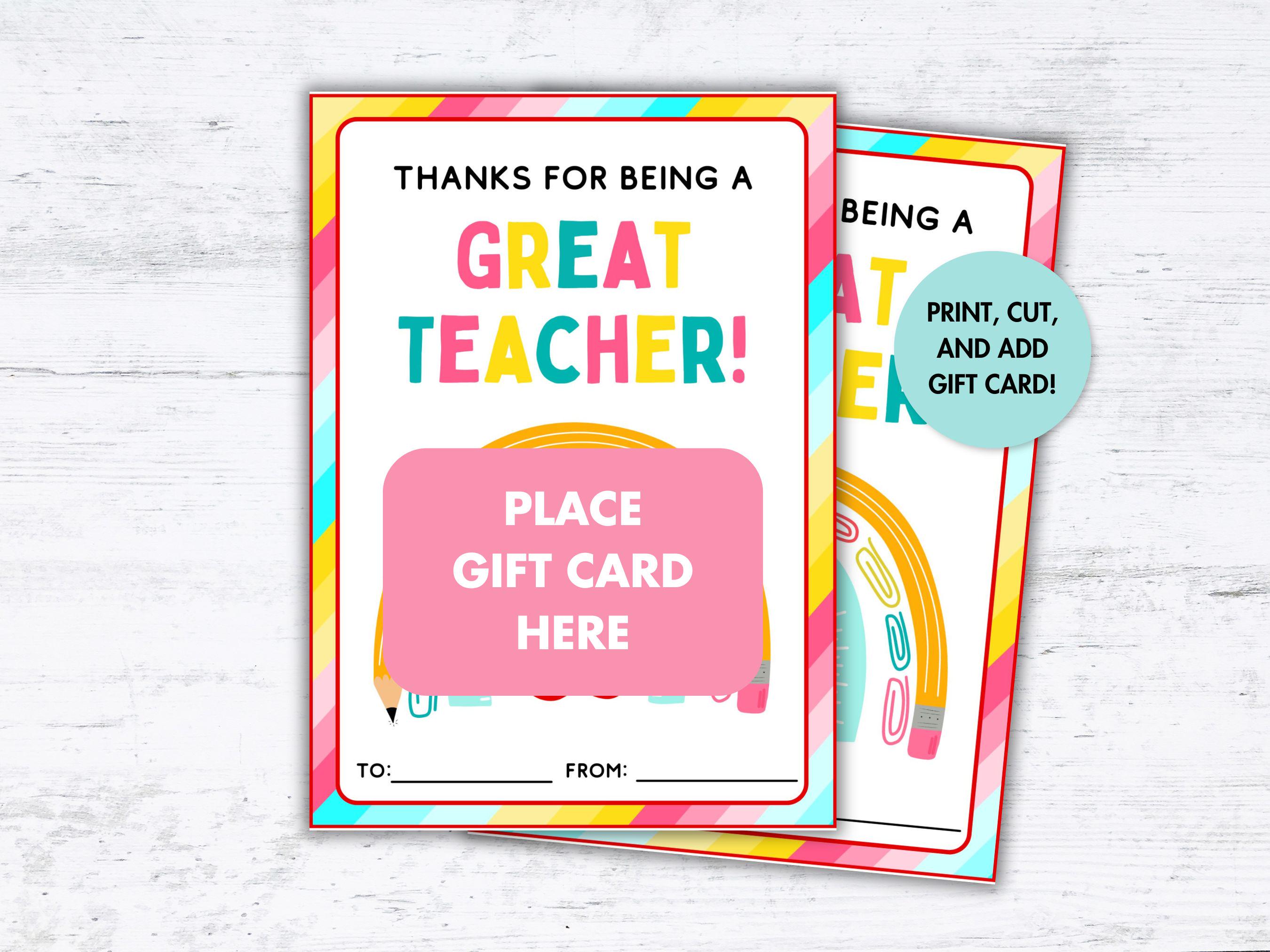 End of Year Teacher Gift Card Holder, Thank You Card, Printable PDF - Etsy