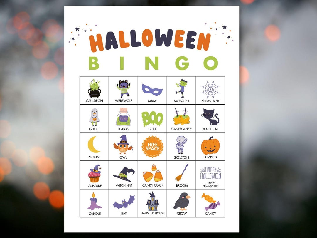 Kids Halloween Bingo Game for Classrooms and Parties, Printable ...