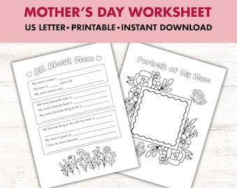 All About Mom Questionnaire Worksheet for Mother's Day, Printable Activity