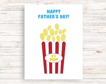 Father's Day Fingerprint Popcorn Craft - Printable Keepsake, Works for Grandpa, Perfect for Large Families
