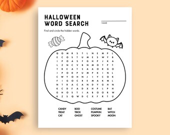 Halloween Word Search for Kids, Halloween Word Find, Easy Halloween Game, Party Icebreaker, Halloween Puzzle