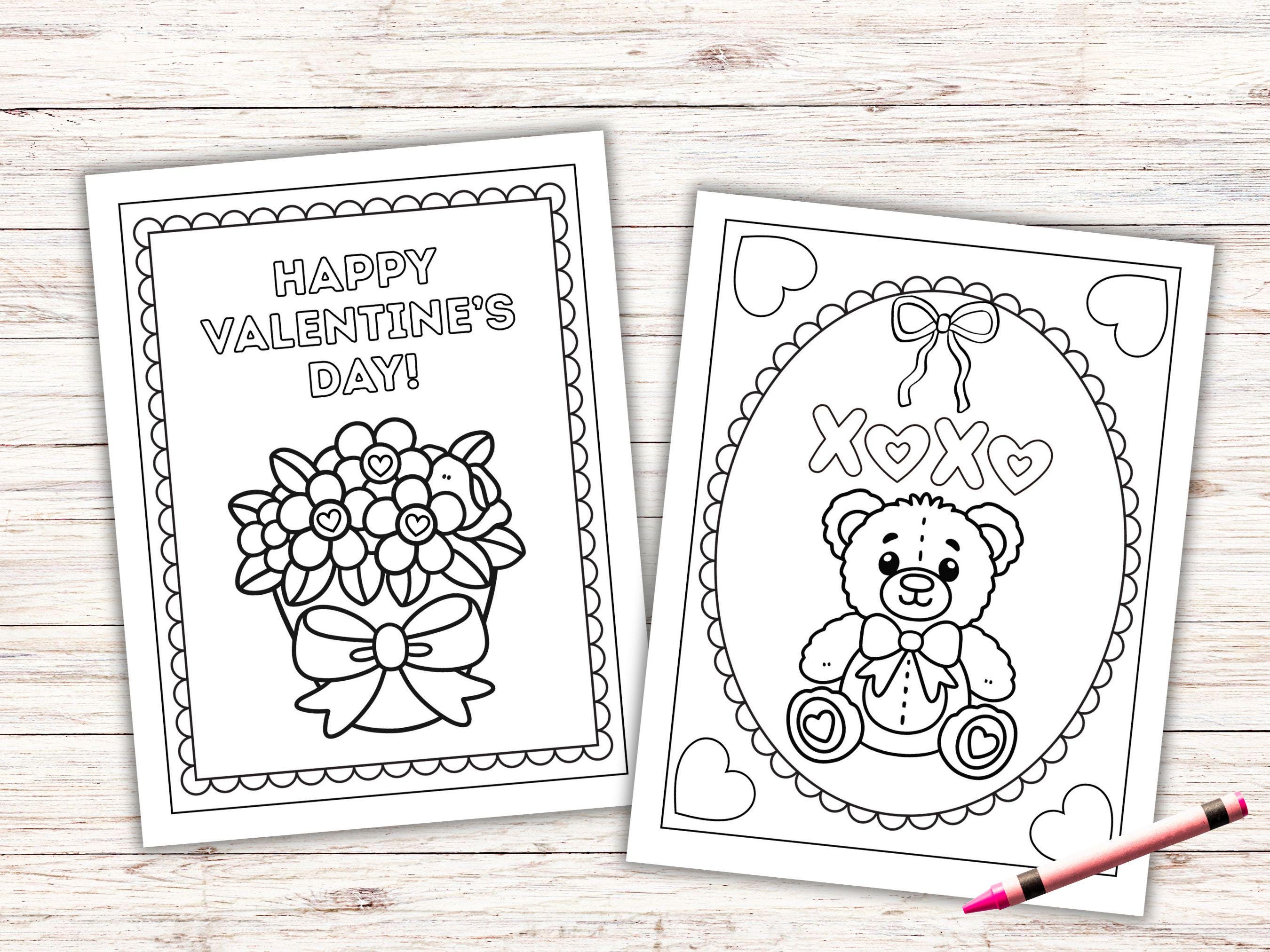 Valentine's Day Coloring Pages for Kids, Printable Preschool Classroom ...