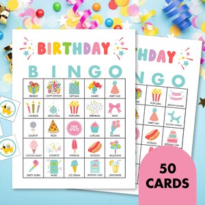 Birthday Party Bingo Cards, Printable Game Bundle, 50 Card Set, Perfect Activity for a Birthday Party