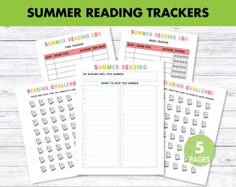 Zomerleestracker voor kinderen, leesuitdagingslogboek voor zomervakantie, afdrukbare pdf