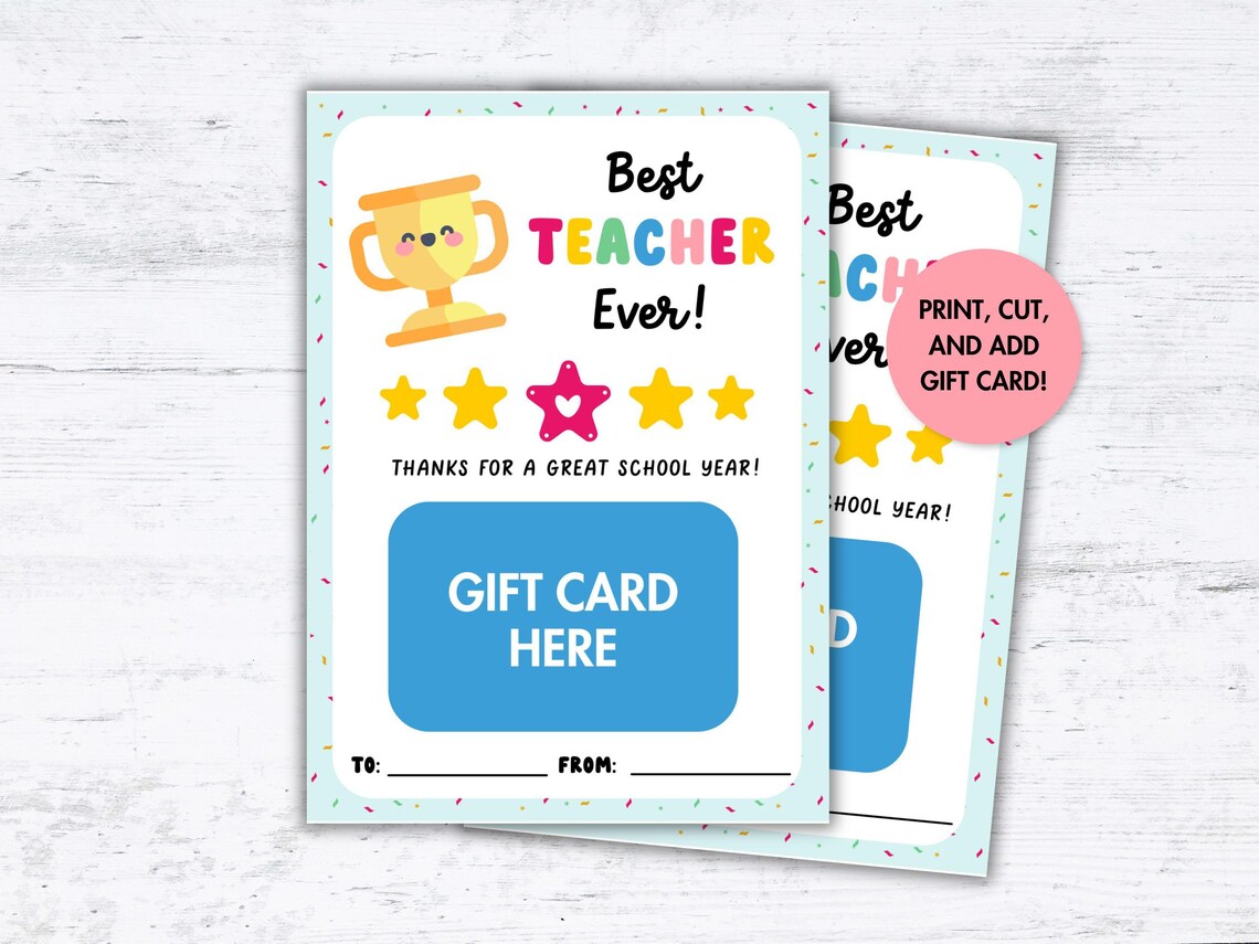 Thank You Teacher Gift Card Holder, Printable PDF, Perfect for End of ...