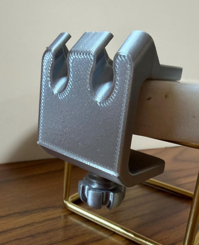 Desk Cord Organizer Clamp, Adjustable 3D Printed Cable Holder for Charging Cords Silver