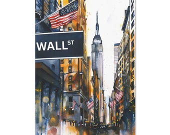 Wall Street Kunst auf Leinwand - Modernes Geschenk für New York City Skyline, Trading & Investieren