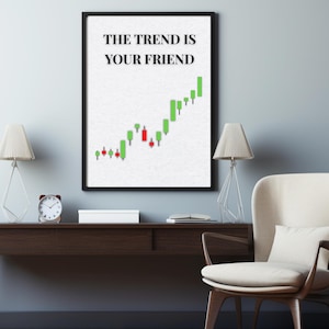 Day Trading Wall Art The Trend Is Your Friend | Stock Market Poster | Crypto Forex Stock Trading Canvas Print | Investing Office Decor