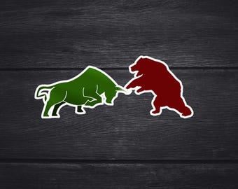 Adesivo Bull & Bear / Adesivo in vinile per il mercato azionario per laptop, diario di trading, quaderno, bottiglia d'acqua, telefono / Regalo per trader giornaliero / Decorazione finanziaria