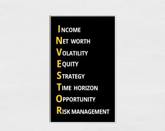 Investor Acronym Wall Art | Investing Principles Poster | Finance Office Decor | Stock Market Printable | Motivational Art Digital Download