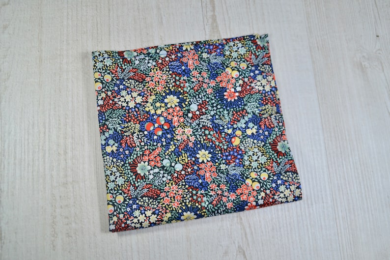 Autumn flowers Liberty of London silk pocket square