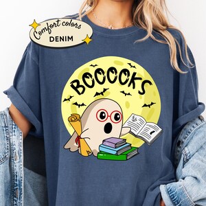 Cute Ghost Reader Comfort Colors Shirts, Librarian Ghost Halloween, Halloween Teacher Shirts, Halloween Shirt, Teacher Gift, Boo School