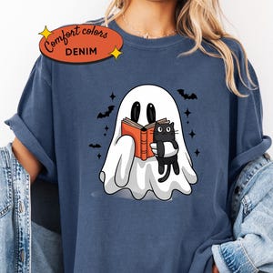 Ghost Bookish Comfort Colors T-Shirt, Halloween Shirt, Librarian Ghost Halloween, Halloween Teacher Shirts, Halloween Shirt, Teacher Gifts