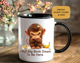 Grumpy Baby Monkey Mug, Funny Book Lover Gift