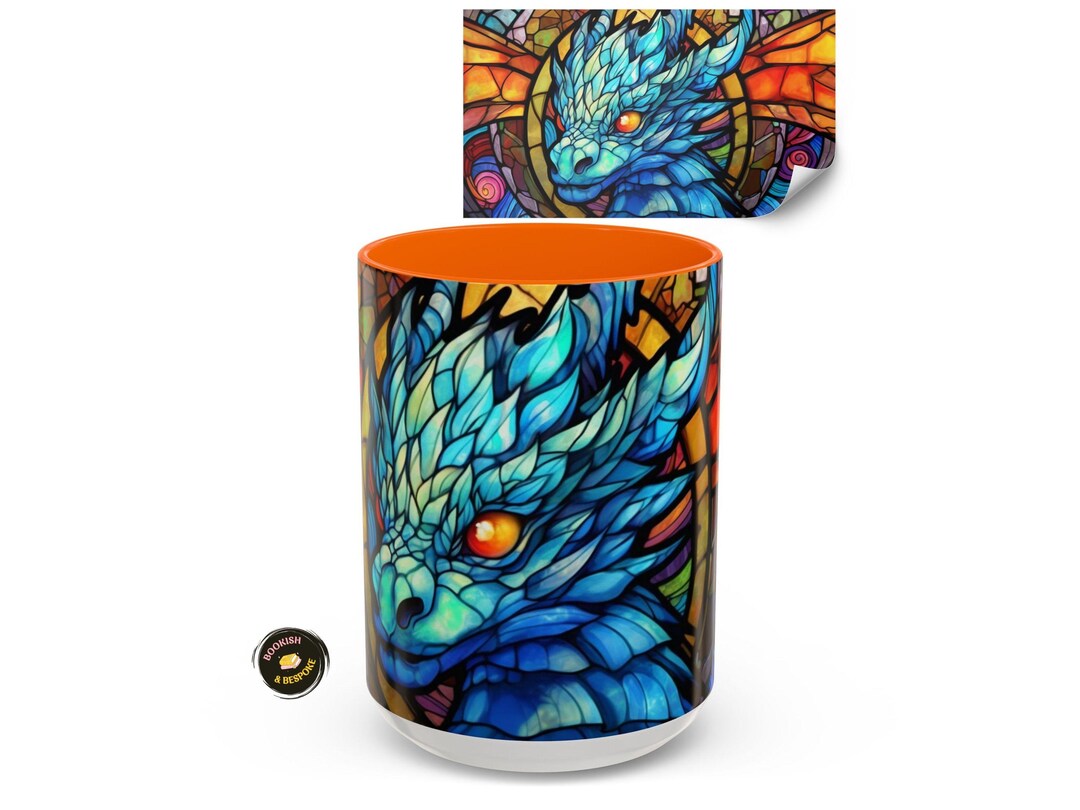 Stained Glass Dragon Mug • Fantasy Wrapped Design • Gift for Book ...